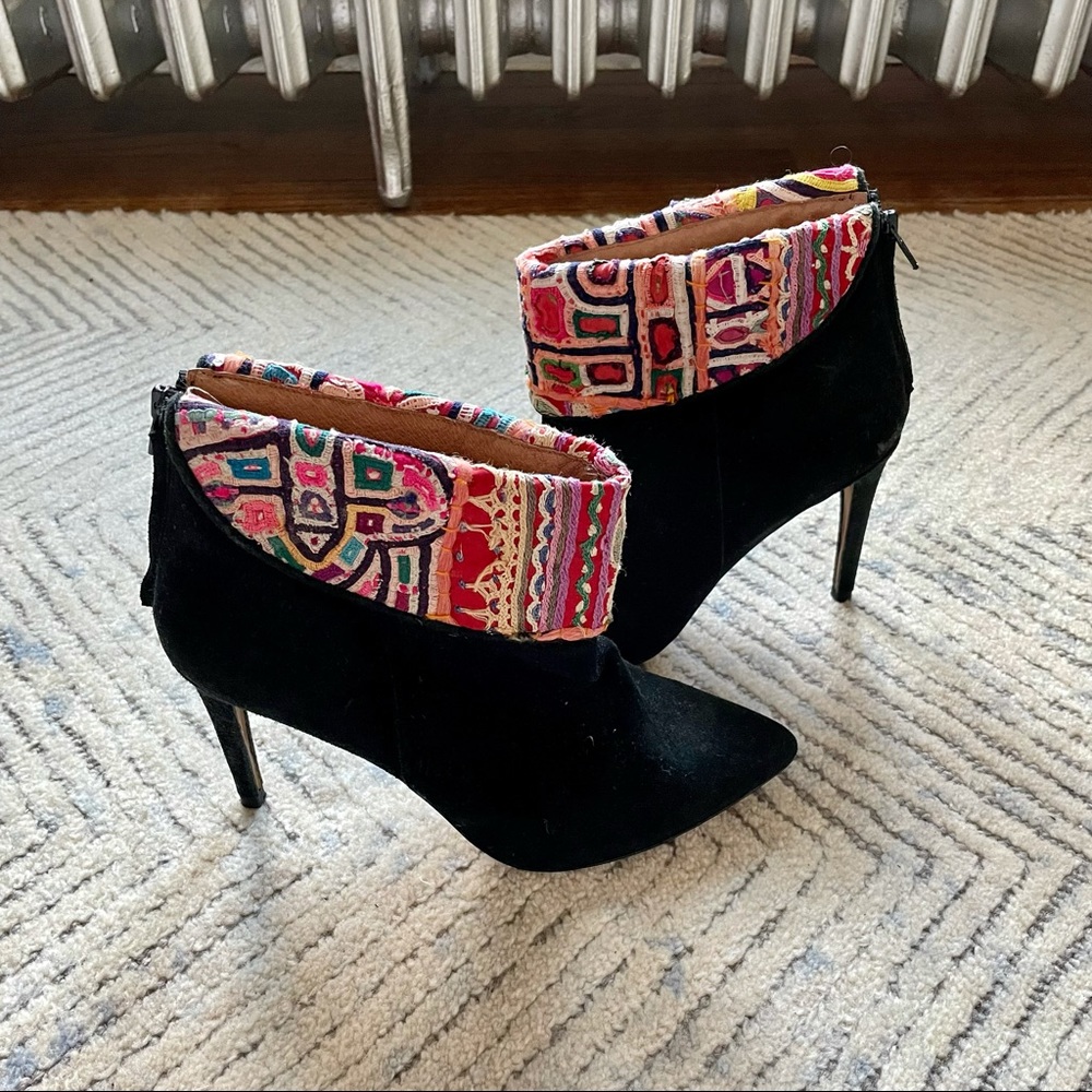Howsty Patterned Cuff Suede Booties - image 1